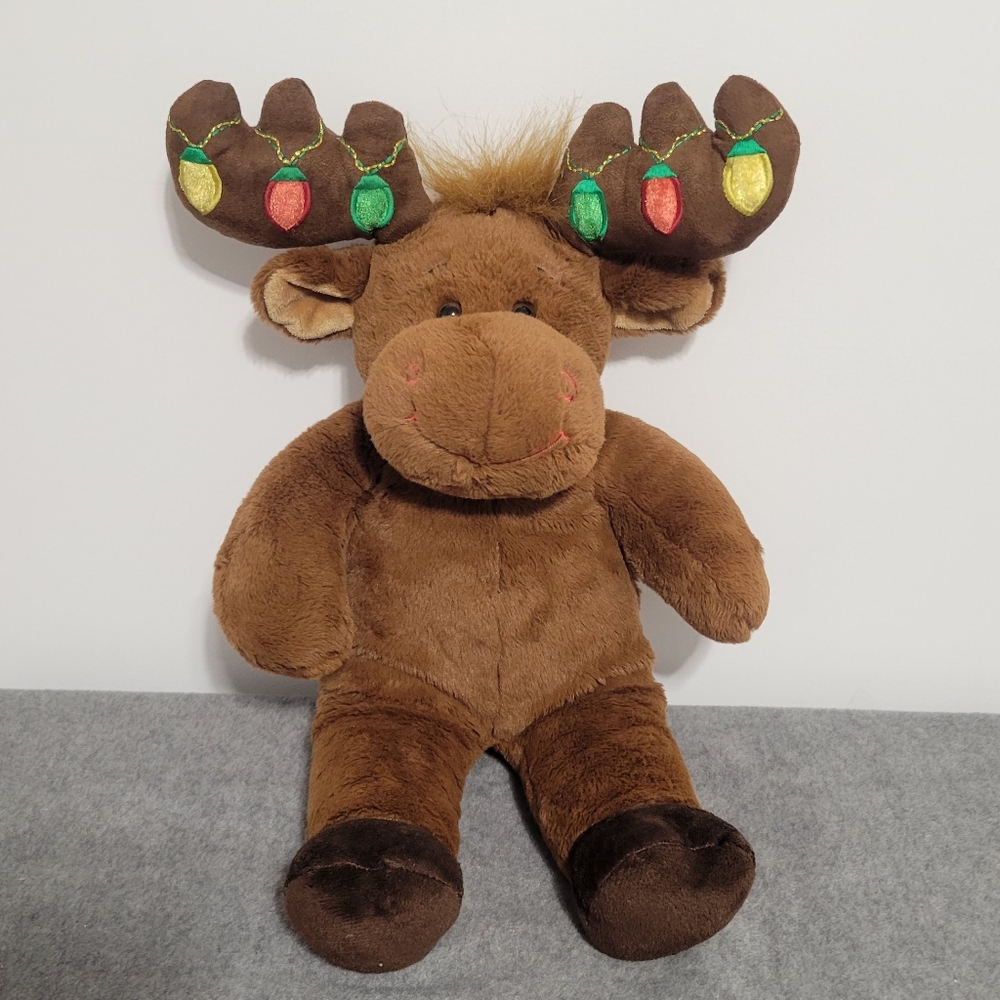 BABW Hal Holiday Moose 2010 Christmas Build a Bear with Xmas Light Antlers EUC